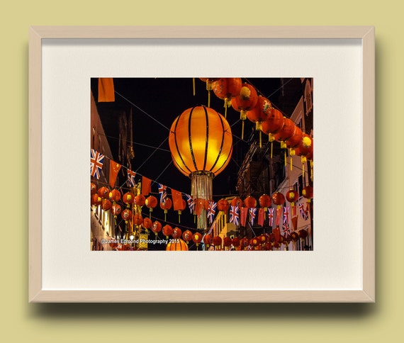 London, Chinatown London, Lanterns, London Photography, Orange Print, Wall Decor, Wall Art, City Photography, Limited Edition. Wall Decor
