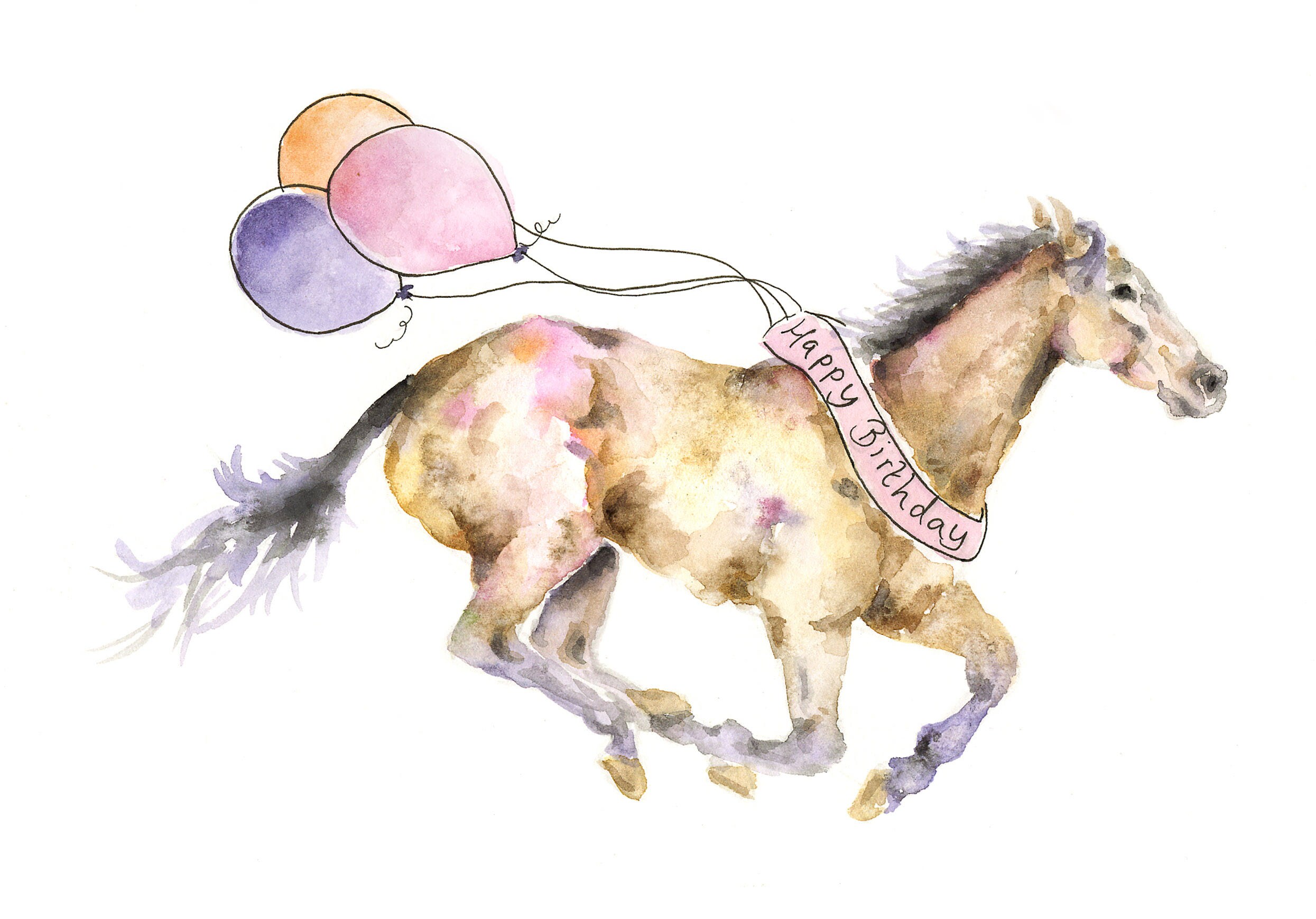Horse Birthday Card Watercolour Horse Horse Art Card For Horse Birthday Card Watercolour Horse Horse Art Card For