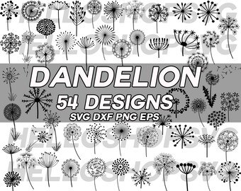 dandelion svg, dandelion clipart, dandelion silhouette, flower svg, floral svg, flower clipart, floral clipart, iron on, stencil, vinyl