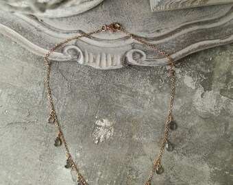 Silver Choker 925 Rosé drops Briolette