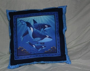Whales Throw Pillow, Home Decor, Living Room, Bedroom Couch Cushion, Decorative Pillow
