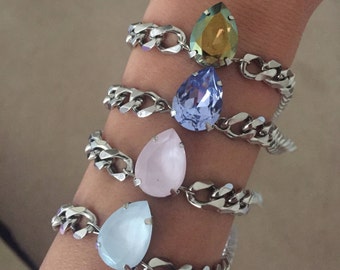 Genuine Pear Shape Swarovski Crystal Chain Bracelet
