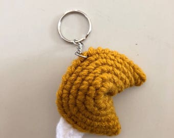 Fortune Cookie Crochet Keychain
