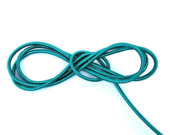 Wrapped silk cord, satin cord, teal, 2 meters