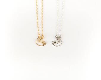 Sloth Necklace //Sterling Silver Jewelry // Silver Sloth // Gold Sloth // Tiny Sloth // Layering Necklace
