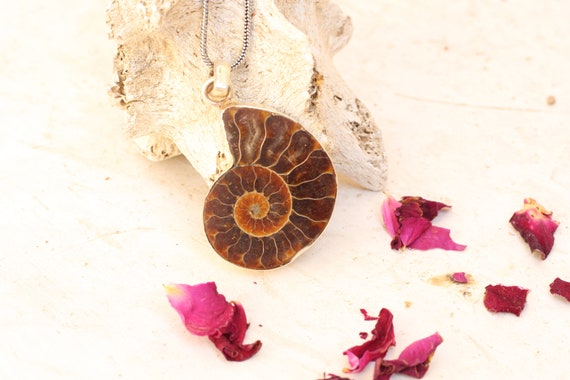 AMMONITE NECKLACE - Sterling Silver - Fossil Necklace - Fractal - Crystal Necklace - Archaeology - Sacred Geometry - Shell - Handmade