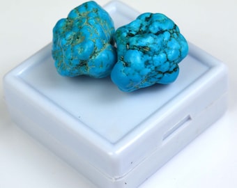 Free Shipping 74.05 Ct Natural Arizona Mine Kingman Turquoise Gemstone Rough Pair