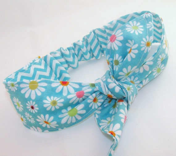 Items similar to Baby Head Scarf Teal Chevron and Teal with Flowers