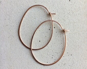 SMALL OVAL HOOPS - Hammered Gold Oval Hoop Earrings - Rose Gold Oval Hoops , Gold Oval Hoops, or Sterling Silver Oval Hoops