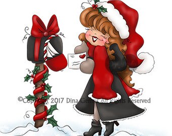 Digi Doodles Christabelle Christmas Winter Digi Stamp Instant Download Digital Stamp