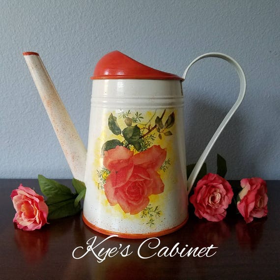 Metal Watering Can Decoupage Watering Can Romantic