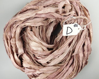 Silk Sari Ribbon, Sari silk ribbon, recycled ribbon, Rose Quartz sari ribbon, weaving supply, knitting supply, crochet supply, rug supply