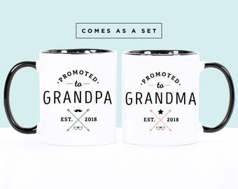 Pregnancy Reveal Mugs, Grandma to be, Grandpa to be, Grandparents Gift, Grandma Mug, Grandpa Mug, Gift for Grandma, Promoted to Mugs