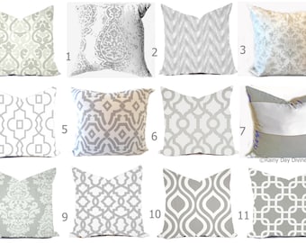 Grey Pillow Covers - Grey and White Throw Pillows - Decorative Pillows - Gray Pillows - Gray Euro Sham - Grey Couch Accent Pillows