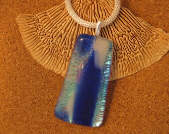 Blue Dichroic Pendant -Dichroic Jewelry - Dichroic Necklace - Fused Glass Pendant - Fused Glass Jewelry - Fused Glass Necklace