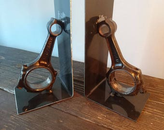 Industrial Engine Con Rod Book Ends, Vintage, Farmhouse, Country, Industrial, Handmade, Contemporary, Welded Steel