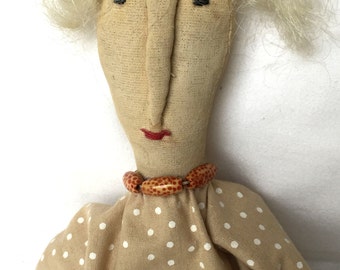 Primitive Ragdoll - Womens Gift Doll - Primitive Folk Doll - Grungy Prim Doll - Gift for Her - Soft Sculpture Doll - Prim Doll