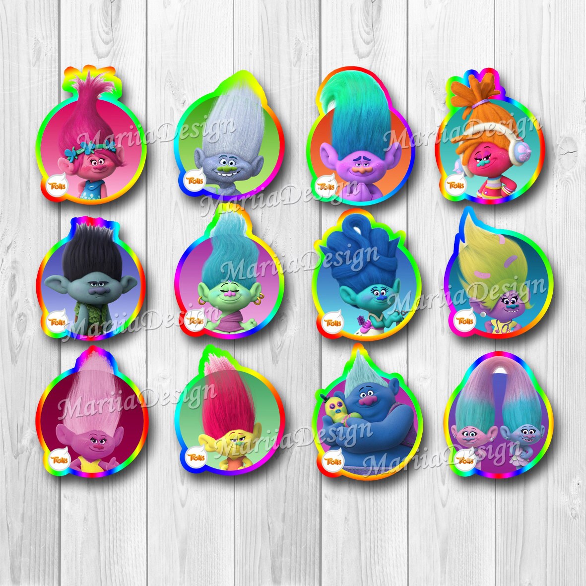 TROLLS Cupcake toppers Trolls Movie Cupcake toppers Trolls