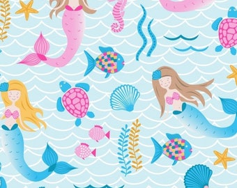 Mermaid Print Cotton Fabric, Patchwork and Quilting Fabric - Fat Quarter
