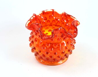 Fenton Amberina Hobnail Vase with Ruffled Edge