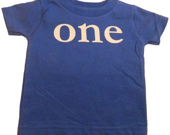 ONE First Birthday T-Shirt for Boys or Girls for One-Year-Old, Blue or Pink 1st Bday Tee