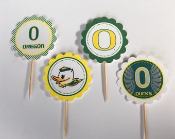 University of Oregon Ducks - 12 cupcake toppers