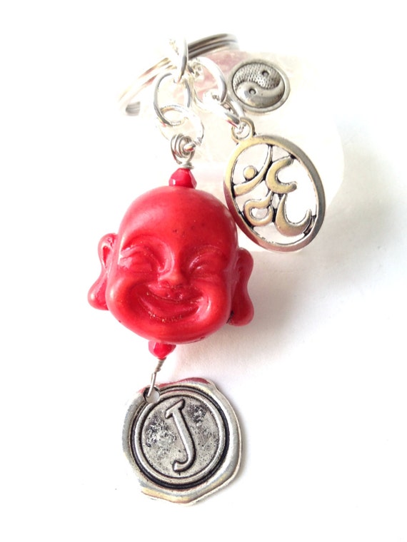 Red Buddha Key chain Gemstone Buddha Personalized Keychain