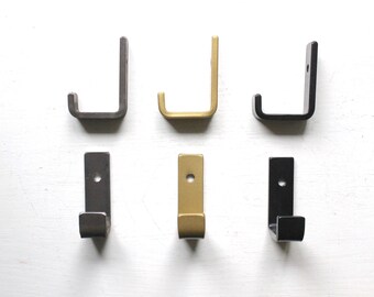 Metal Wall Hook, Farmhouse Hook, Towel Hook, Ladder Hanger, Steel, Black or Brass Wall Hook, Coat Hook Wall Mount