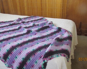 Wide Double Crochet, baby blanket, purple, soft acrylic, large stroller afghan,graduated purple,