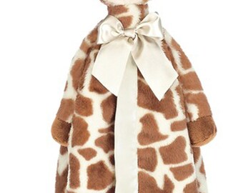 Personalized Baby Security Blanket Patches Giraffe Snuggler Lovie Baby Boy Gift Baby Girl Gift Plush Stuffed Animal with Blanket