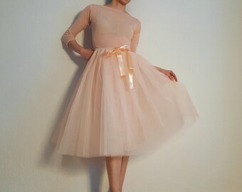 Tulle petticoat Light version apricot pastel skirt 70 cm
