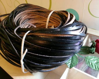 cm leather cord in black calfskin, width 5mm 3.0 mm thick
