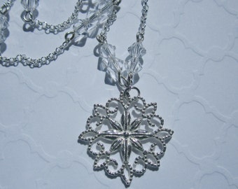Silver Starflower 925 Sterling Silver Charm Reversible Necklace
