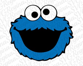 Cookie Monster Svg, Cookie monster Dxf, Eps & Png Cut files, files for Cricut, Silhouette cameo, Cookie monster face Svg, Clipart, Instant