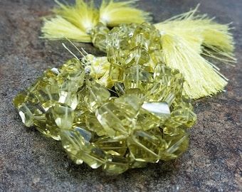 10mm Lemon Quartz Faceted Nuggets, 8 inch