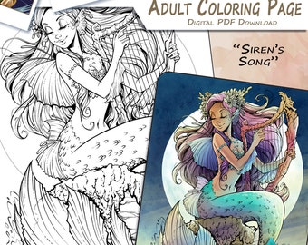 Siren's Song - Adult Coloring Page