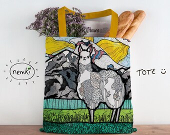 Llama Bag, Llama Book Bag, Cool Llama Bag, Cute Llama Bag, Llama Tote, Pretty Llama Bag, Llama Design Bag, Llama Work Gift, Llama Owners