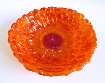 Orange Fused Glass Zinnia Dish by BPRDesigns