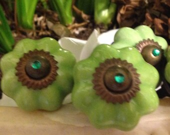thumbnail image 2 of XL White Cast Iron Flower Knobs – Distressed Shabby Style Drawer Pulls (2") 2 of 5