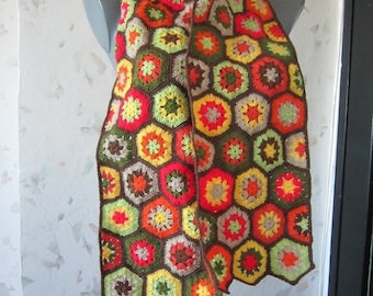 ON SALE - 10% OFF Granny Square Crochet Scarf