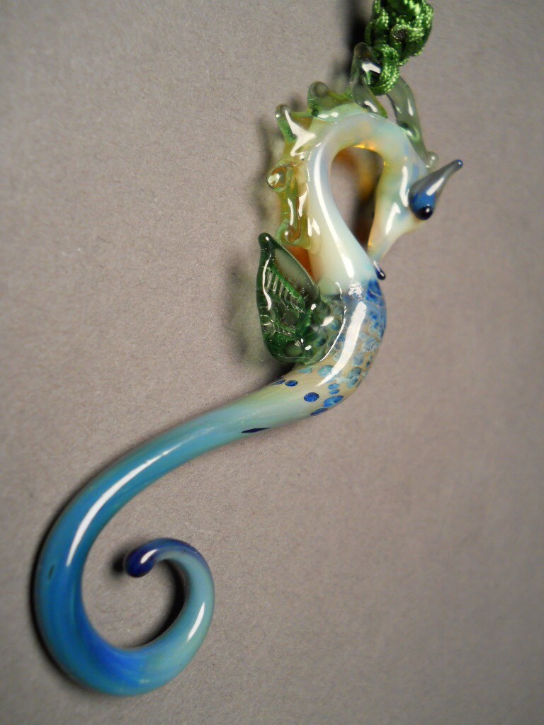 Seahorse Pendant necklace glass sea horse