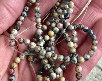 Picture Jasper Smooth Round Beads, earth tones, smooth, 6 mm, 16"strands, 67 beads in strand