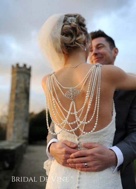 Bridal Back Necklace Attached To Dress Images