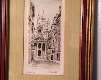Paris Scene Vintage Sketch Print