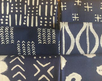Twilight Mud Cloth from Windham Fabrics - 6 FQs, Half Yards, or Full Yard Bundles of indigo and cream