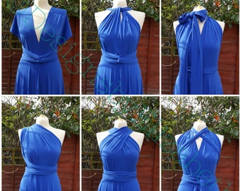 Bridesmaid dress Infinity dress Wedding Dress Convertible dress stretch lycra royal blue multiway maxi dress FREE tube top made to order