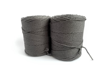 3mm macrame cord, Macrame cotton cord, 600 m Gray Cotton rope, 3mm macrame rope, macrame supplies, macrame yarn, Cotton macrame cord