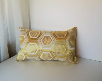 Golden brocade pillow, japanese obi brocade, sofa bedding, japan throw pillow, kimono cushion, white and gold decor vintage obi pillow