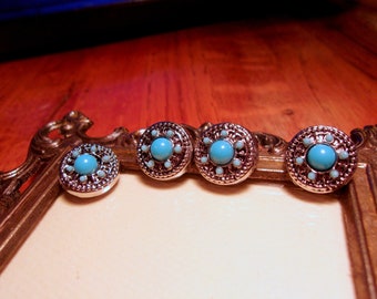 Turquoise Blue Beaded Metal Mini Petite Snap Jewelry Snap Charm 12mm 1pc 2pc 4pc GingerSnap Noosa Style Ginger Snap Earring Button Charm