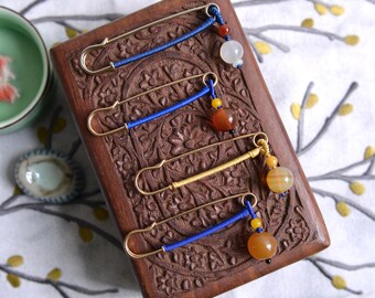 Agate Brooches. Traditional Chinese knotting art. READY TO SHIP/style076